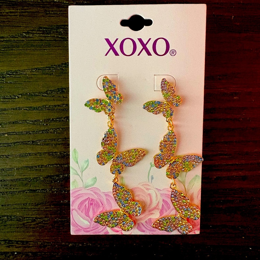 NEW XOXO Multicolor Butterfly Earrings